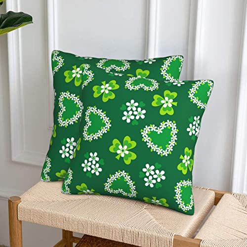 Aitukang St Patricks Day Pillow Covers 18X18 Set Of 2,Green Shamrock Throw Pillow Cover Lucky Clovers Cushion Cover For Home Farmhouse Couch Sofa Indoor Outdoor Decor #TOP7