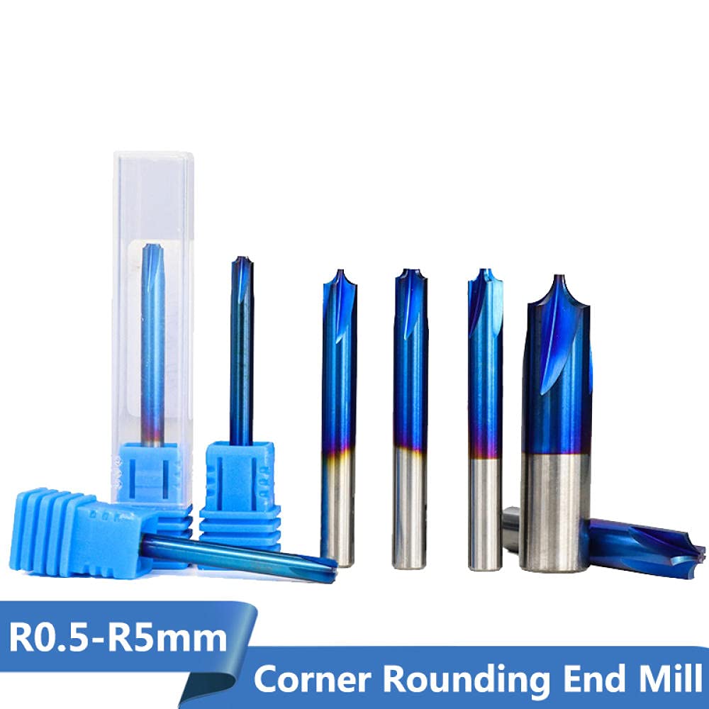 Coupe de fraisage de carbure d'extrémité 1PC R0.5-R5.0 Nano Blue Coin recouvert d'arrondi Radius Radius Routeur de routeur pour machine CNC-R5xd12x50l