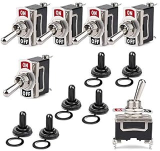 URBEST 6 Pcs Heavy Duty Rocker Toggle Switch, 15A 250V / 20A 125V AC ON/Off 2 Position SPST Toggle Switch with Waterproof Boot Cap Cover for Car Auto Boat