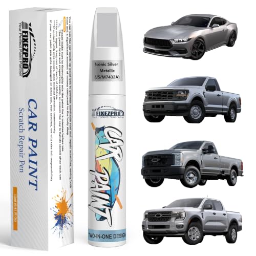 Image of Iconic Silver Metallic(JS /M7432A) Touch Up Paint for Ford, Car Paint Scratch Repair Remover Pen Color Exact Match Easy Quick Fix Automotive Chips and Nicks Scuff