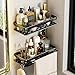 2 Piezas Estante de baño cuadrado con toallero y 2 ganchos, Liesun Estanteria Ducha sin Taladros Almacenamiento Organizador, Estantes de Baño de Aluminio Espacial, Negro