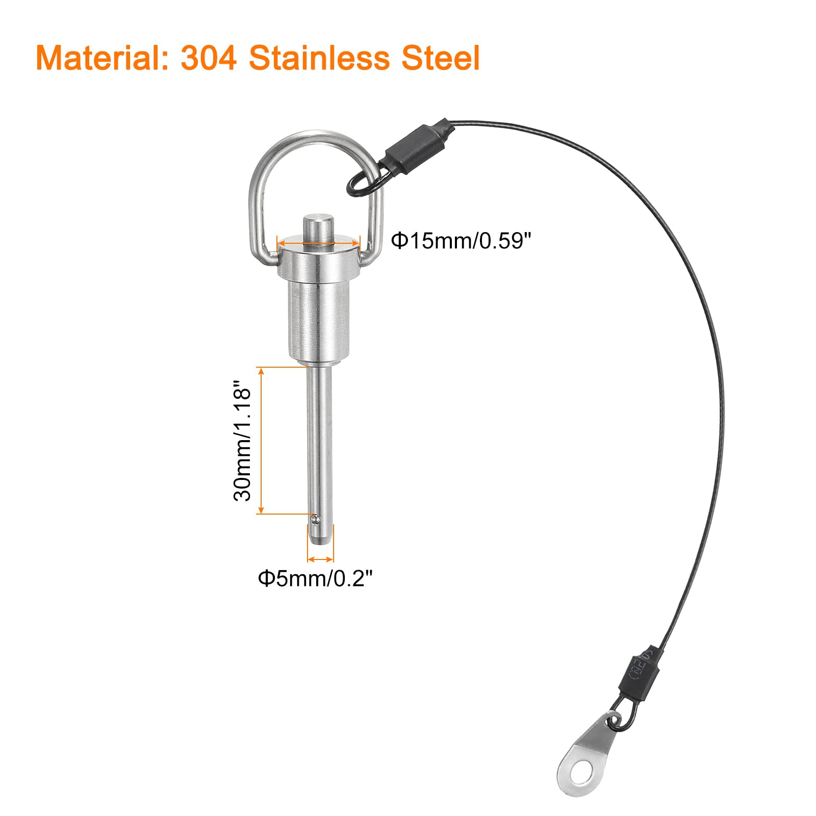 Perno Di Bloccaggio A Sfera Con Pulsante | Acciaio Inox 304 - 5x25mm - Foto 12