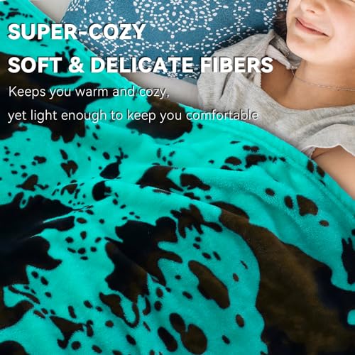Image of Fleece Throw Blanket for Bed, Teal Blue Soft Fuzzy Blankets for Adults Kids, Turquoise Graduation Decorations for Bedroom Living Room Home, Birthday Gifts for Girls Boys Her Him, 50x60 Inches