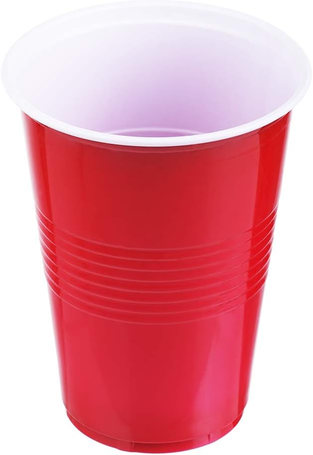 TashiBox 12 oz disposable plastic party cups (Red, 100)