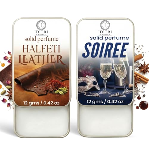 Image of Solid Perfume |Soiree&Halfeti leather Alcohol Free Wax Perfume Balm, Long Lasting | Pocket Tin 12g, Pack Of 2| Non Greasy Smooth Glide, Travel Friendly Unisex Gifts He Or Her