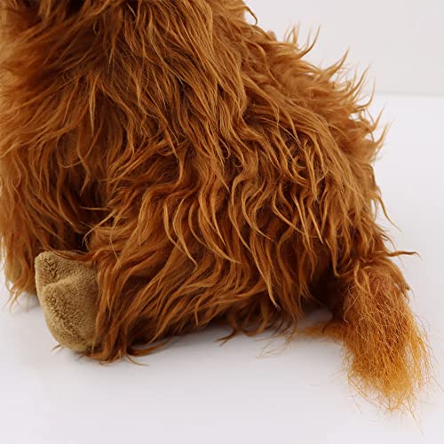 Abawaka 9.8Inch Highland Cow Stuffed Animal Realistic Cow Plush Cattle Simulation Highland Cuddly Plushie Doll Farm Home Decor(Brown) #TOP5