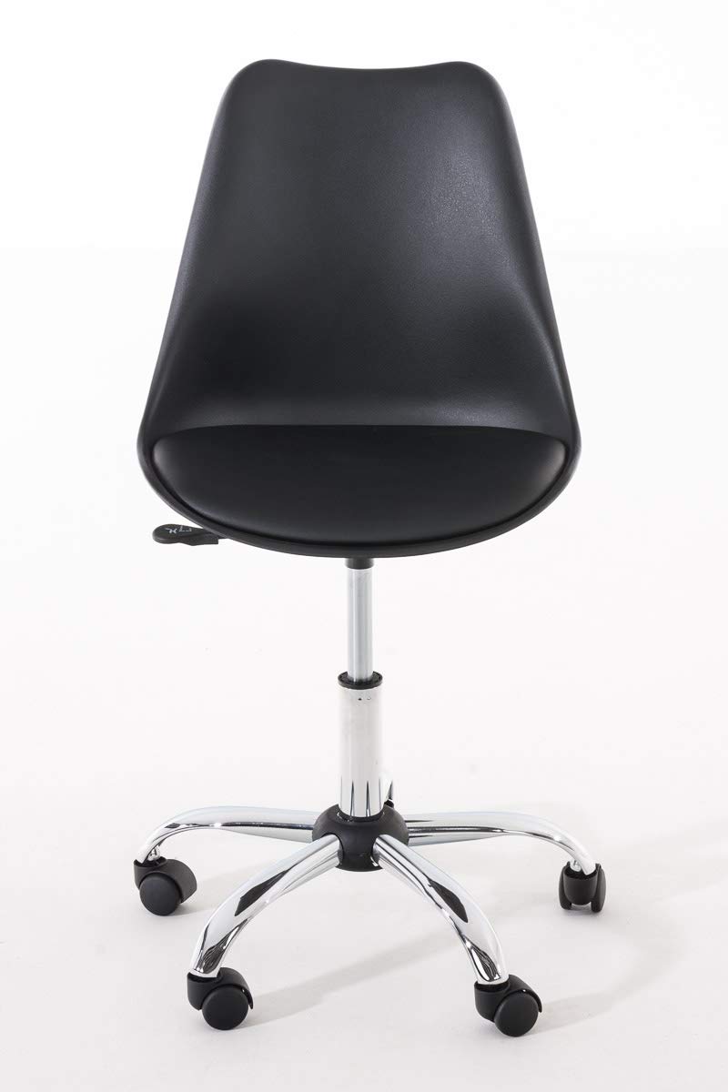 CLP Chaise de Bureau Ergonomique PEGLEG - Fauteuil de Bureau ŕ Roulette avec Dossier en Plastique Solide - Assise Revętu en Similicuir Hauteur R, Couleur:Noir