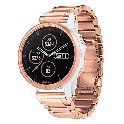 Garmin Fenix 5S Plus Sapphire - Reloj GPS con correa de metal de oro rosa blanco