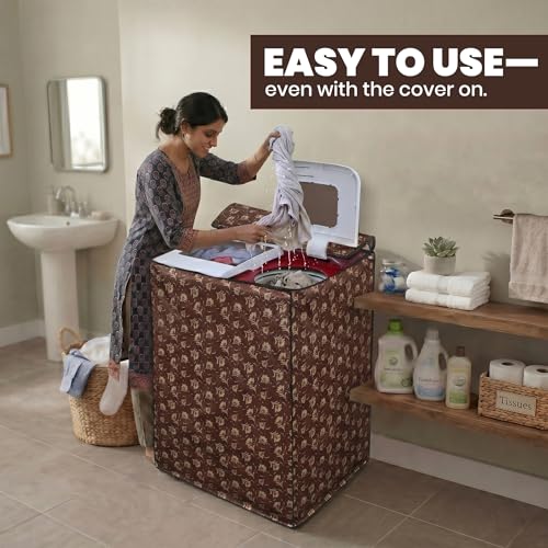 Image of DREAM CARE Waterproof & Dustproof Washing Machine Cover Top Load & Semi Automatic Suitable for 6 kg, 6.2 kg, 6.5 kg (80 x 86 x 51 cms)