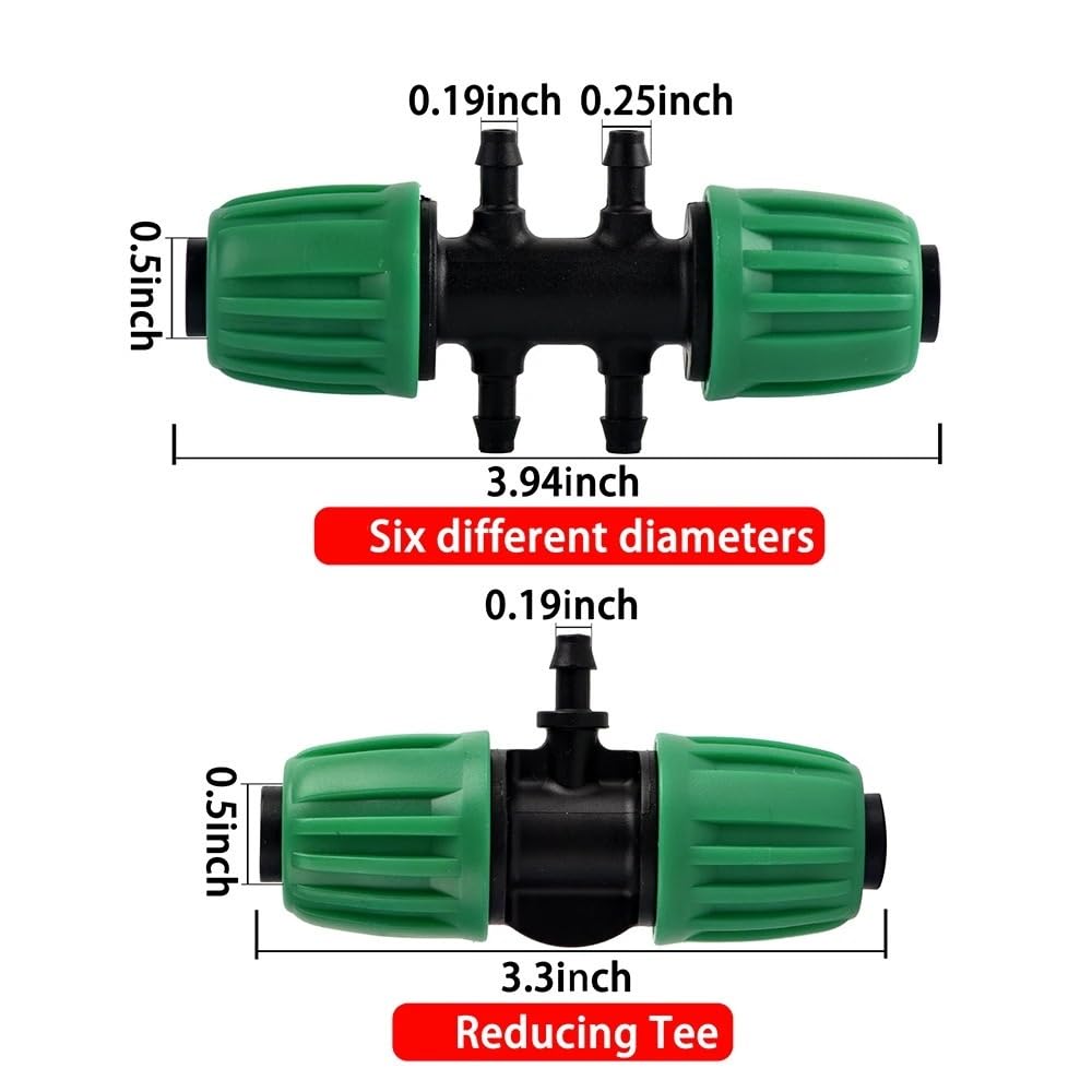 Lot de 20 raccords de Tuyau d'arrosage en PE de 1/2 Pouce, Coudes à 90 degrés, Embouts en T, raccords cannelés for Tuyau d'arrosage de 4/7 mm(F20pcs)