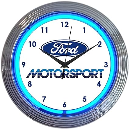 Motorsport Early 80 s Vintage Logo 15 Garage Wall Clock w/Blue Neon Light brand logo