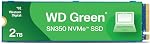 Western Digital 1TB WD Green SN350 NVMe Internal SSD Solid State Drive - Gen3 PCIe, M.2 2280, Up to 3,200 MB/s - WDS100T3G0C