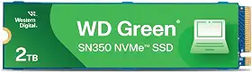 SSD WD Green SN350 2TB NVMe M.2 2280 (Leitura até 3200MB/s e Gravação até 2500MB/s)