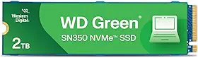 SSD WD Green SN350 2TB NVMe M.2 2280 (Leitura até 3200MB/s e Gravação até 2500MB/s)