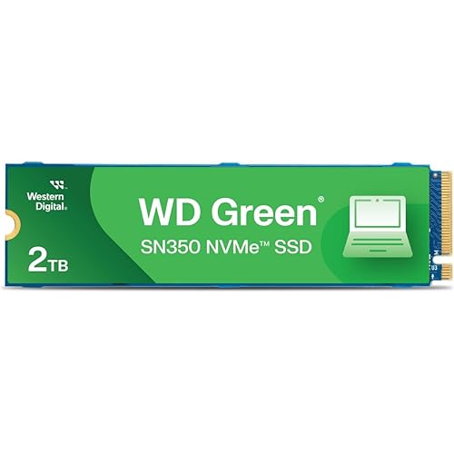 Western Digital 2TB WD Green SN350 NVMe Internal SSD Solid State Drive - Gen3 PCIe, QLC, M.2 2280, Up to 3,200 MB/s - WDS200T3G0C