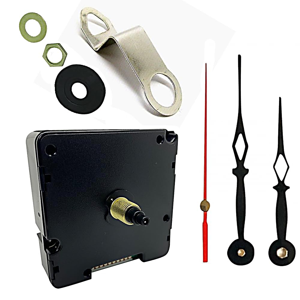 Ticking Battery Operated Automic UK Radio Controlled Clock Movement Mechanism/Motor Quartz MSF Signal (1, 112mm Black Metal Hands)
