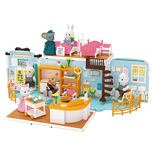 Kids Dollhouse Playset - Portable Doll House Bus Car Toy Ambulance Vehicle, Kids Doctor Kit Hospital Accessories With Carrying Handle, Pretend Play Birthday Gift For Toddler Girls Age 3 4 5 6 Year Old #TOP1