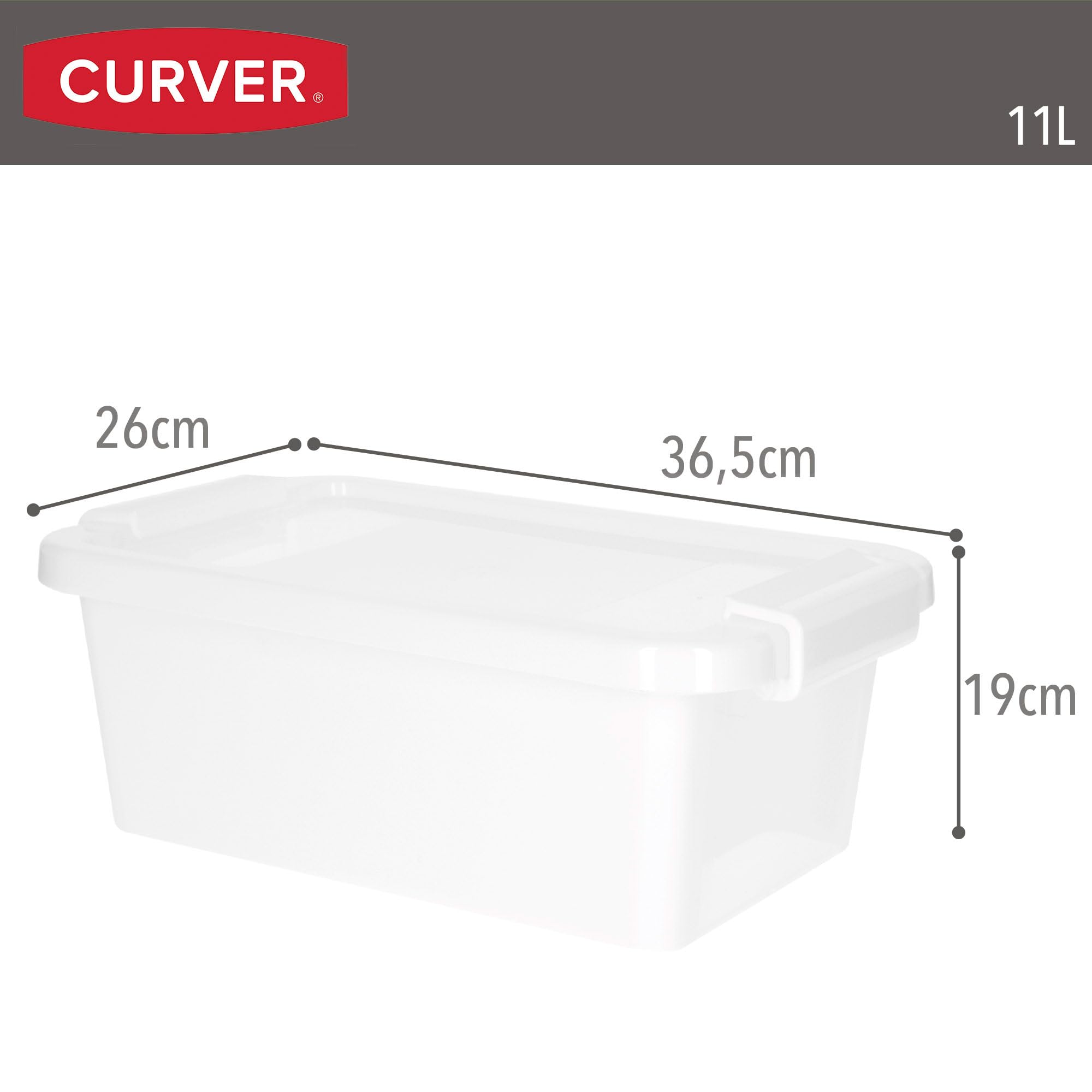 Curver Pack 7 Cajas Almacenaje con Tapa Bi-Box 11L, Transparentes y blancas, Apilables, Orden hogar, Armarios, Vestidores y Trasteros, Cierre seguro, Rápido acceso, Resistente y Duradera (248)