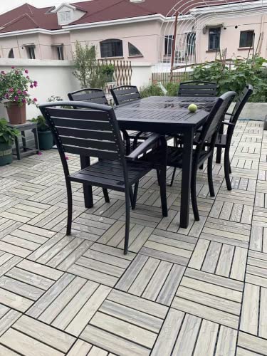 Buimpome Wood-Plastic Composite Patio Deck Tiles (3D Organic White,9 Pcs),Diy Interlocking Decking Tiles, Floor Tile,Water Resistant Indoor Outdoor, 12X12 Inch #TOP5