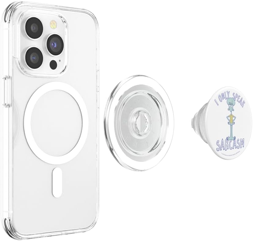 SpongeBob SquarePants I Only Speak Sarcasm Squidward Logo PopSockets MagSafe PopGrip for iPhone