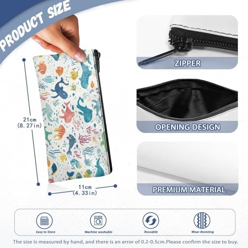 Image of Whale School Pencil Case Aesthetic Big Capacity Pencil Pouch for Preschool Wear Resistant Pen Organizer for Toddlers Lightweight Pen Holder for Boys Girls