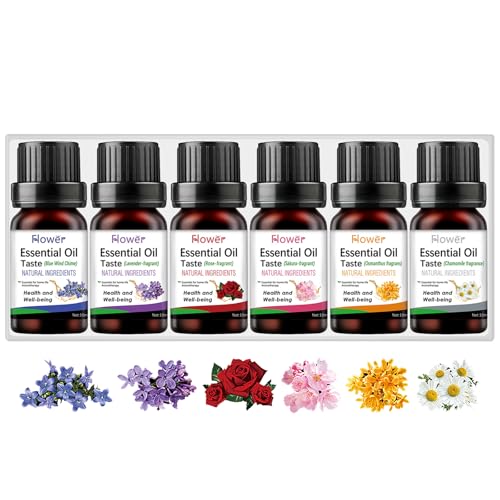 Jomdjmskes Set de Aceites Esenciales para Humidificador 6 X 10 ml, 100% Puro Aceites Esenciales Naturales Aceite Perfumado, Aceites Esenciales para Difusor, Aromas Humidificador, Regalo ideal