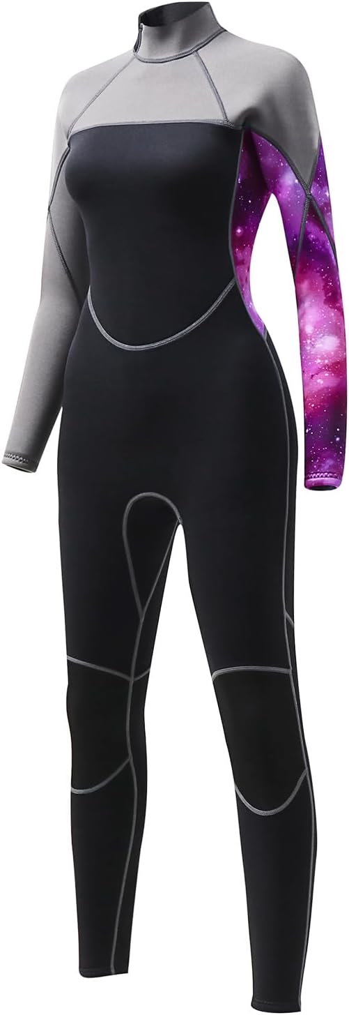3mm Full Body Wetsuit for Men Women - Neoprene Back Zip Diving Suit Long Sleeve Dive Skin for Scuba Surfing Snorkeling Swimming
