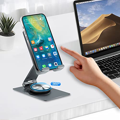 Miady Cell Phone Stand For Desk, 360° Rotating Dock Tablet Stand, Adjustable Thick Phone Case Stand Compatible With All Mobile Phone, Iphone 14 13 Pro Max Mini, Ipad, Tablet 4-11'' #TOP3
