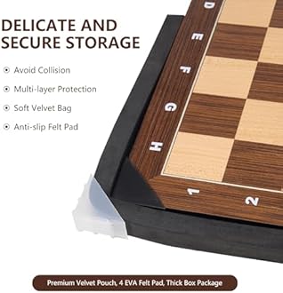 Wooden Chess Board 16 Inch - Professional Tournament Chessboard Only, Premium Wood Board Game with Notation, Scratch-Resistant UV Coating, Portable Table Chess Board No Pieces with Gift Package