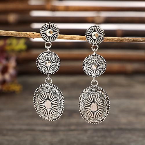 Vintage Western Earrings for Women, Silver Gold Concho Cowgirl Earrings, Country Jewelry for Woman4