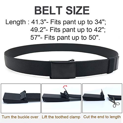 Wyuze Nylon Elastic Stretch Belt-2 Pack Men Casual Golf Belt Military Metal Buckle (Black+Khaki, Fits Pant Up To 34") #TOP5