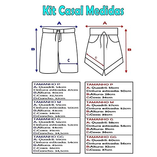 Kit Casal Mozão Love Moda Praia Florido Shorts Iguais Casal Top (G(Masc) GG(Fem), Preto-Love Rosa)