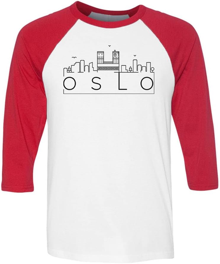TeesAndTankYou Skyline Oslo Norway Three-Quarter Raglan Sleeve Baseball Shirt Unisex