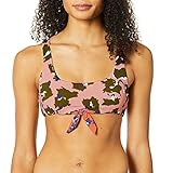 Bikini Lab Damen Cropped Tie Front Tank Bikini Top Bikinioberteil, Multi//Feline fein, X-Large