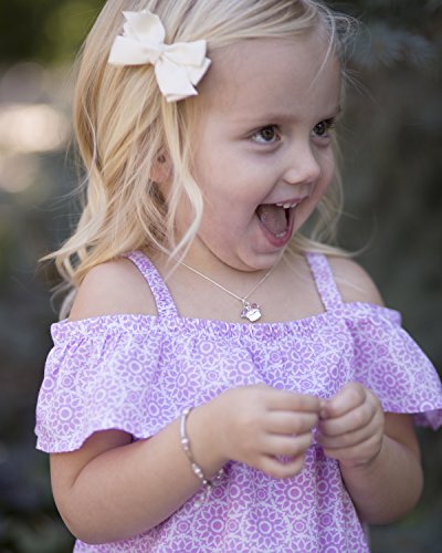 Precious Pieces Children's Sterling Silver Birthday Cupcake Necklace with High-End Crystal Charms, 14"2