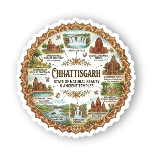 Image of Chhattisgarh Textured Finish Acrylic Fridge Magnet - UV Texture Printed, Stylish Multicolor Magnet for Fridge, Wardrobe & Metal Surfaces, Pack of 1 (Chhattisgarh)
