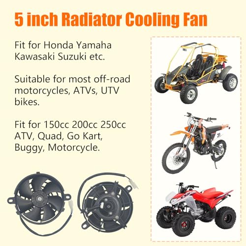 Blagear Cooling Fan Oil Cooler Radiator Water Cooler Engine Fit for Honda Yamaha Kawasaki Suzuki ATV Motorcycle Dirt Bike Motocross 150-250cc (5 inch) - Image 4