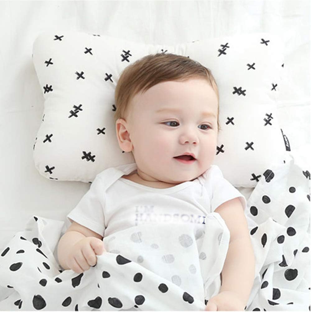 Laixiulife Newborn Pillow for Sleeping Baby Pillow Head Shaping Breathable 3Dimentional Air Mesh Organic Cotton to Washable Protection for Flat Head Syndrome (White)