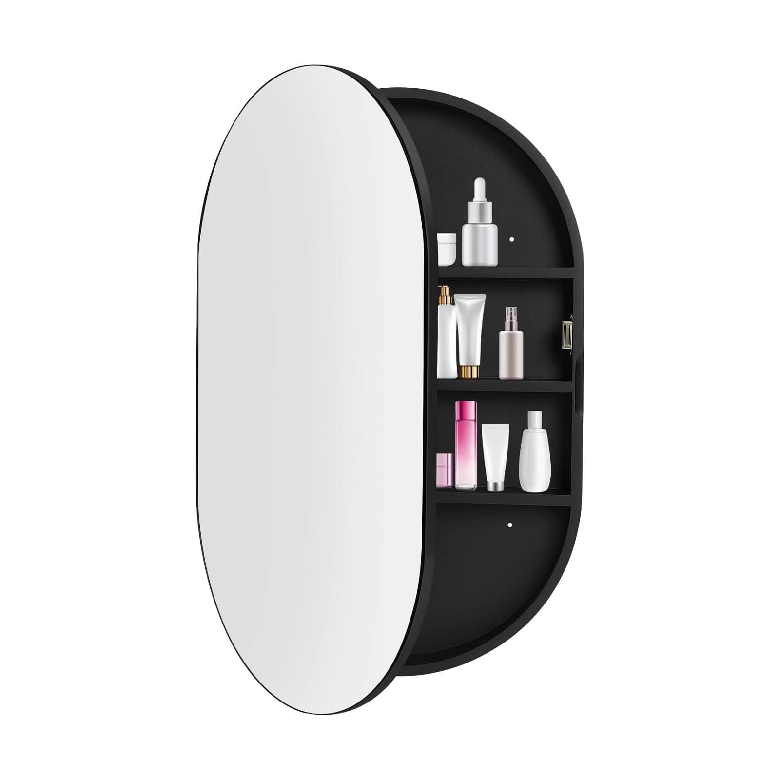 BKSXSOP Black Wooden Bathroom Mirror Cabinet with Magnetic Door Closure, 50x10.4x78cm, Ideal for Bathrooms, Bedrooms, and Hallways - Stylish Storage Solution