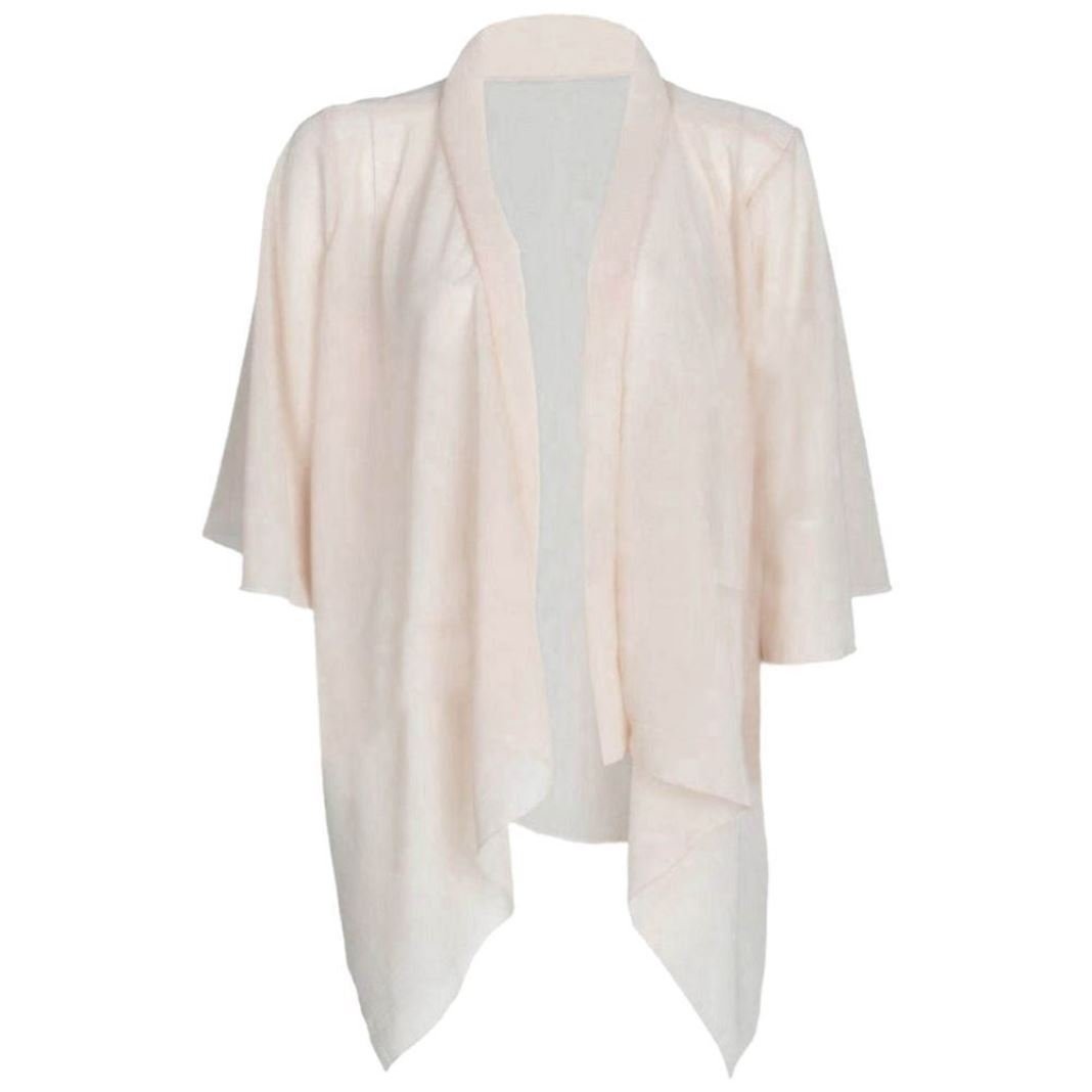 Women's Cream New Plain Cardigan Open Waterfall Chiffon Kimono Shrug Tops Size 8-22 Uk (M/L (12/14), )