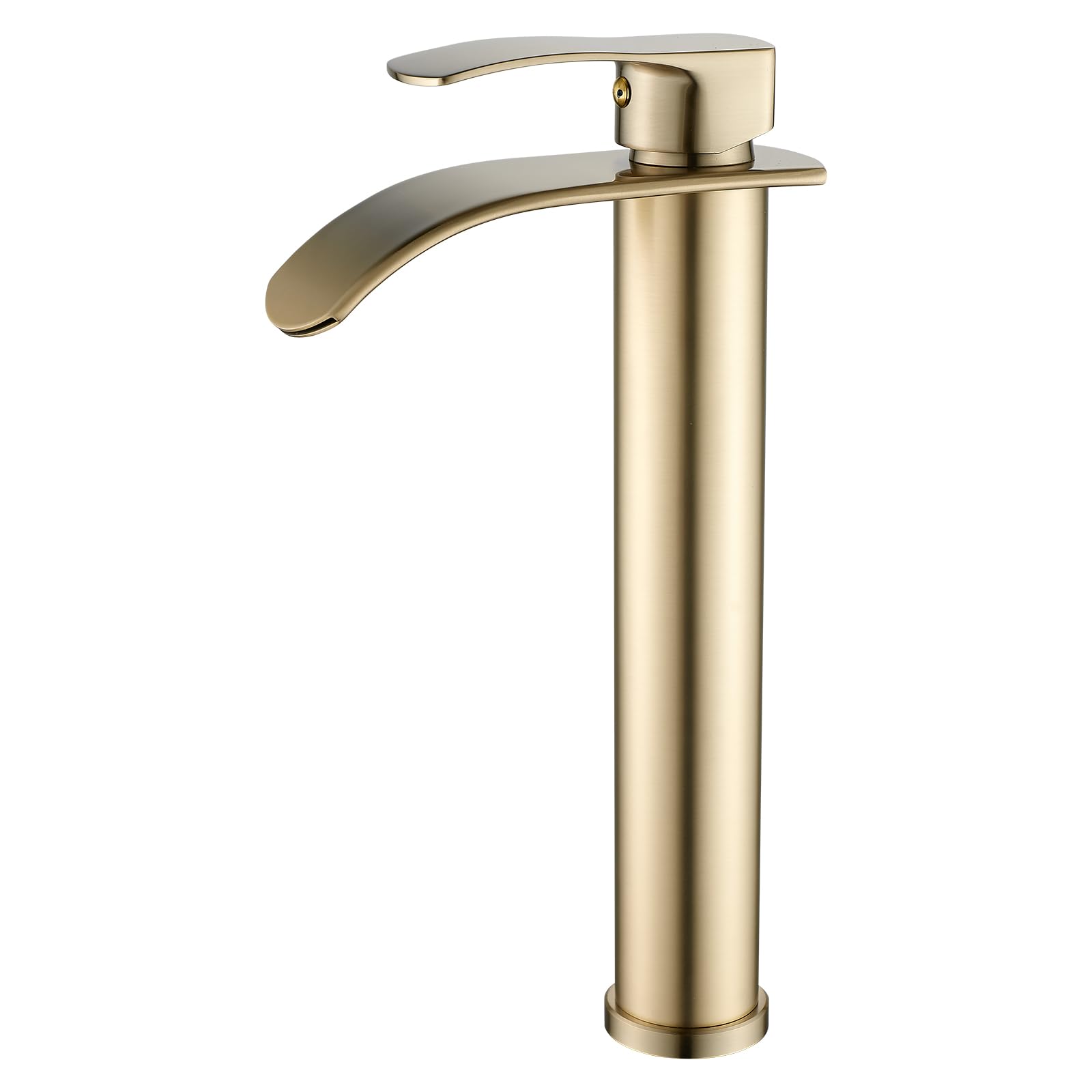 Moderno grifo de cocina cascada, caño alto en oro cepillado, cuerpo de latón con conexiones de 3/8", monomando para lavabo