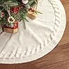 LimBridge Knitted Christmas Tree Skirt 36 Inches Cream White Tree Skirt Chunky Cable Knit Thick Rustic Christmas Tree Decorations Farmhouse Christmas Decor Xmas Holiday Home Party Decorations