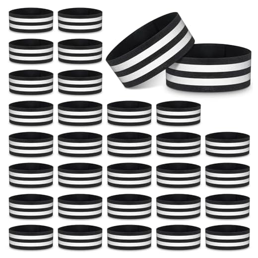 Arrowbash 30 Pcs Reflective Bands High Visibility Reflective Armbands Wristbands Safety Reflector Reflective Straps Reflective Gear for Night Walking Cycling Jogging Running Bike Riding