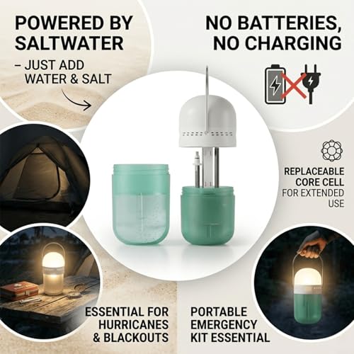 Lanterne sans piles et lampe d'eau salée survie extérieur