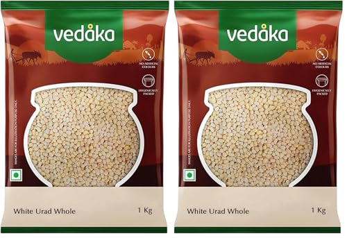 Image of Vedaka Premium White Urad Whole, 1kg (Pack of 2)