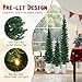 Goplus 3' 4' 5' Pre-Lit Christmas Tree Set of 3, Artificial Slim Pencil Potted Xmas Tree with 230 Warm White LED Lights, Battery Operated, 423 Branch Tips, Metal Bucket, Office Home Decor
