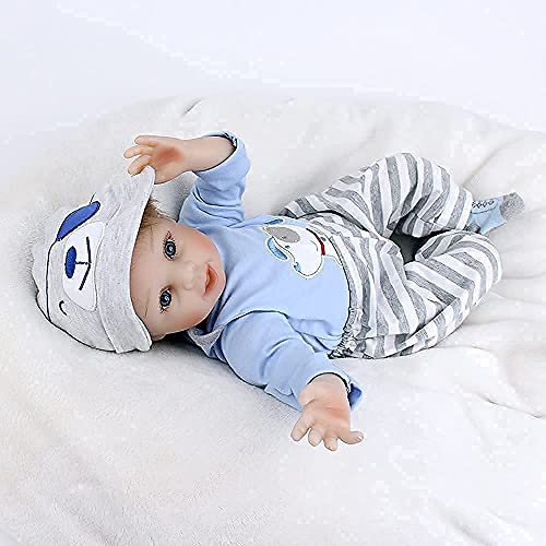 ZIYIUI Reborn Baby Junge 22 Zoll 55 cm Vinylsilikon lebensecht Weiches Reborn Babypuppen Handgemacht Neugeborene Echte… – Bild 8