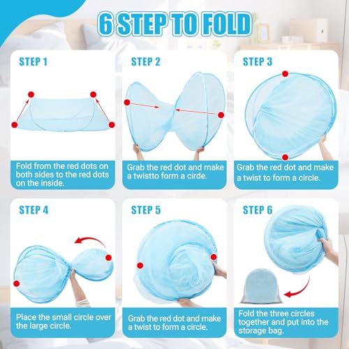 Image of Large Pop up Mosquito Net for Camping Portable Foldable Mosquito Tent Bug Net Bed Travel Patio Outdoor 78 x 31 x 22 Inch Bug Netting Mesh Tent Canopy for Adults Baby Bedroom, Bllue