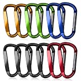 XIECHANEE 3" Aluminum Carabiner Clips, 12PCS D Ring Shape Keychain Carabiners Hook Buckle