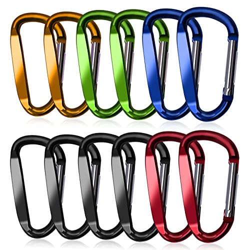 Xiechanee 3" Aluminum Carabiner Clips, 12Pcs D Ring Shape Keychain Carabiners Hook Buckle #TOP6
